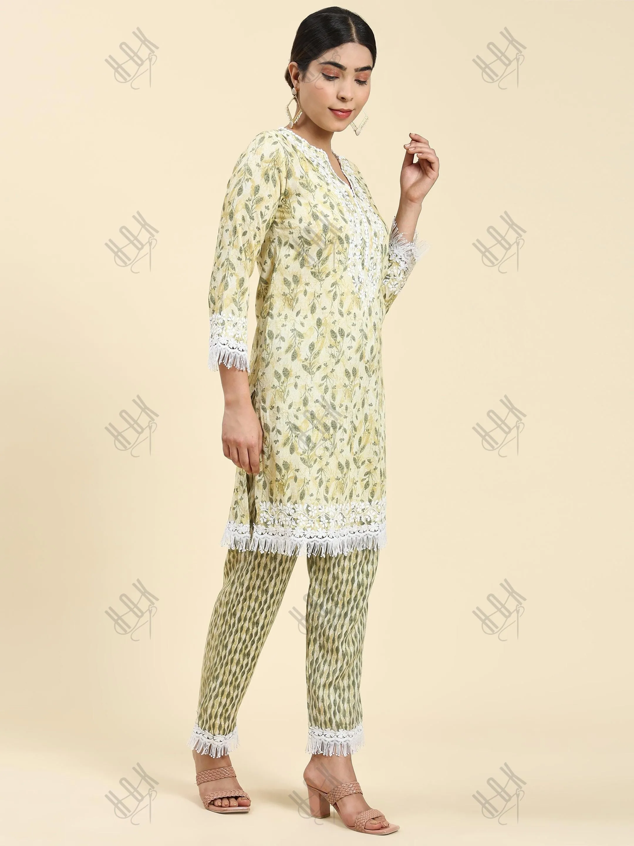 Sahiba bali in Samma Chikankari Co-ord set in Cotton for Women- Cream