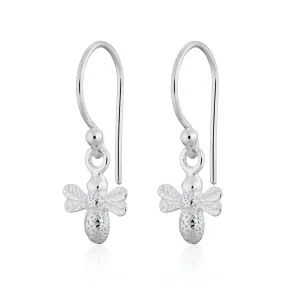 Silver Bee Hook Earrings