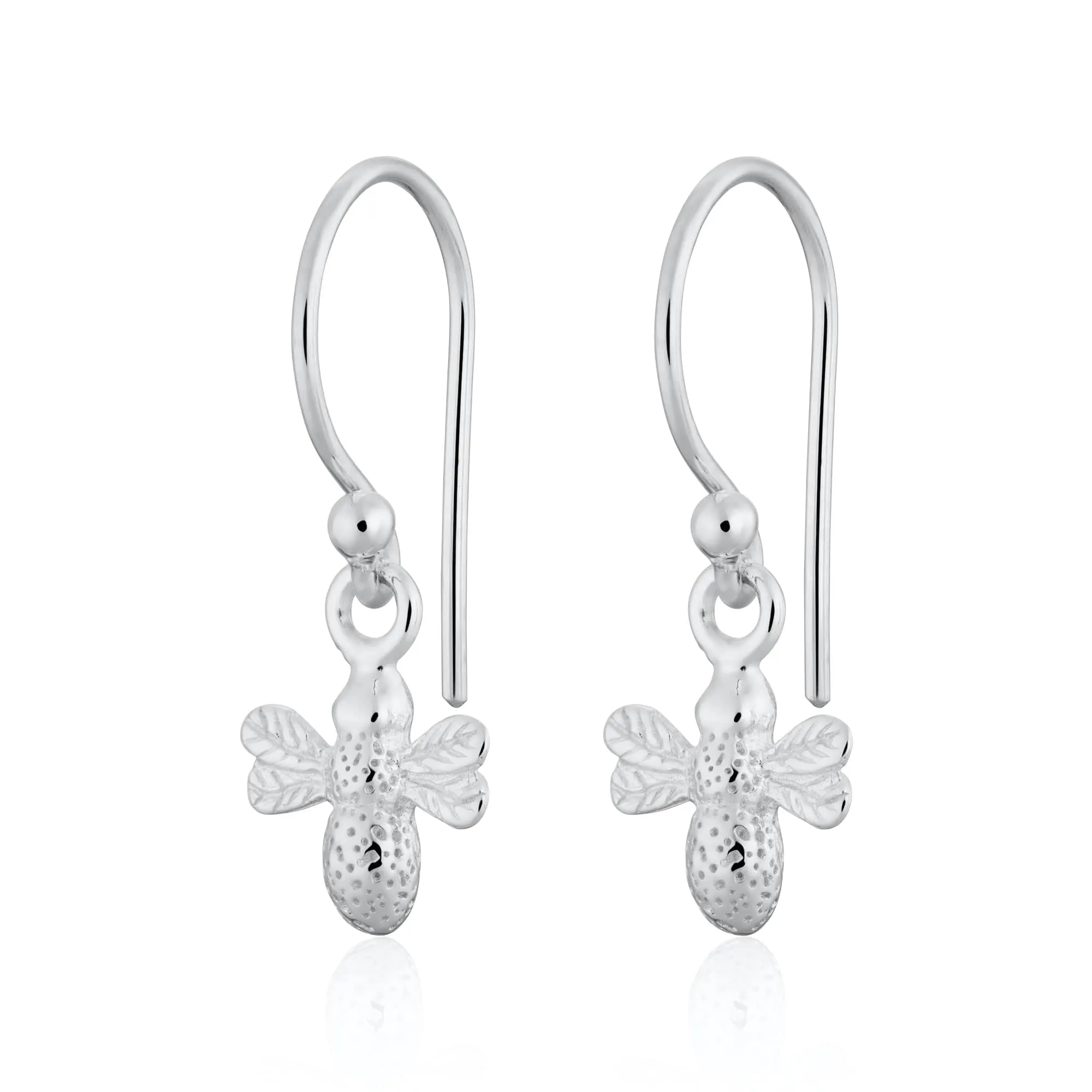 Silver Bee Hook Earrings